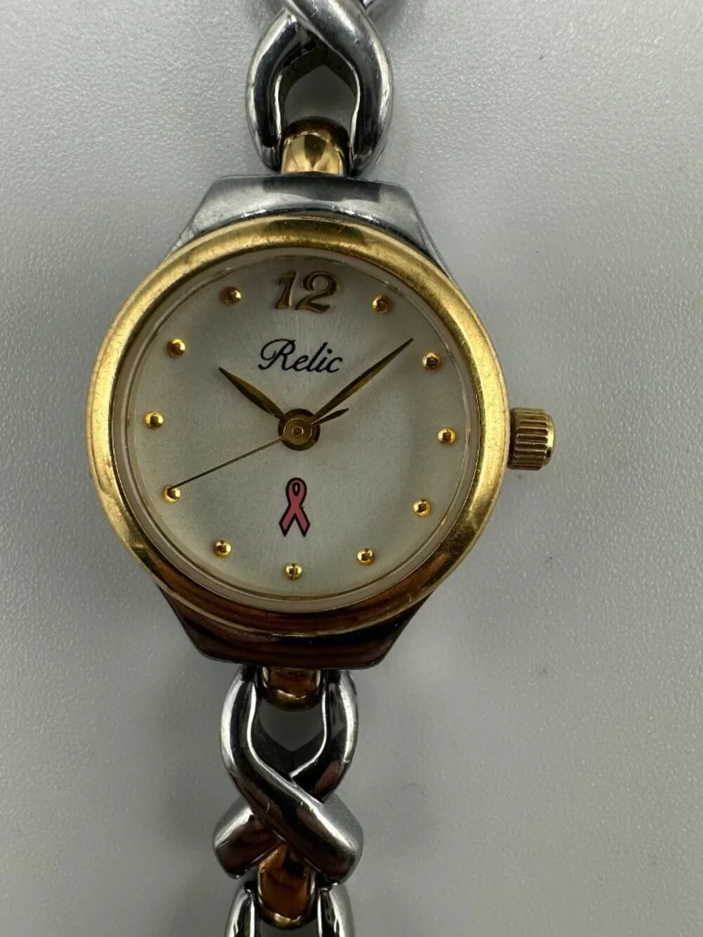 3/$30 Relic Breast Cancer Awareness Watch Women Silver Gold Two Tone 6